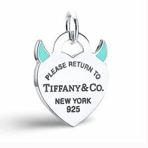 Authentic Tiffany & Co. 925 Sterling Silver Blue Devil Heart Charm Disco…